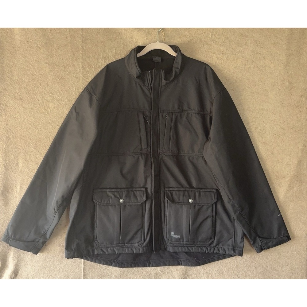 Berne Echo Zero Eight Softshell Jacket Mens Sz 2XL Black Cargo Pockets